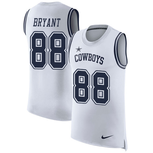 Nike Cowboys #88 Dez Bryant White Men's Stitched NFL Limited Rush Tank Top Jersey
